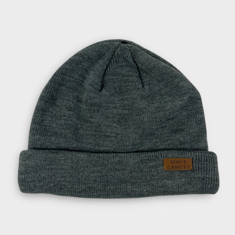Vince Camuto Ribbed Knit Cuff Beanie in Gray NEW